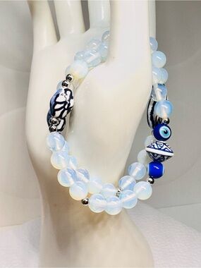 Two Opalite & Italian ceramics beads Bracelets
